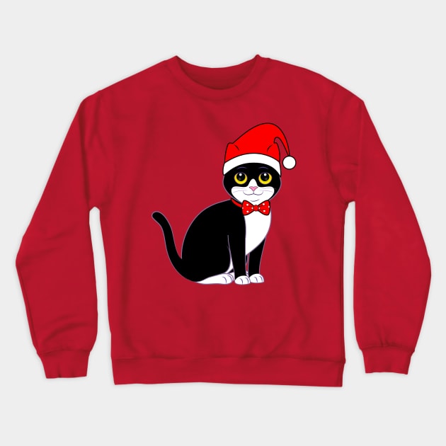 Tuxedo Cat in Bowtie at Christmas Crewneck Sweatshirt by PenguinCornerStore